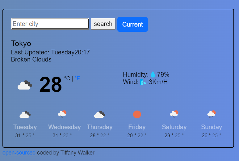 one week weather forecast